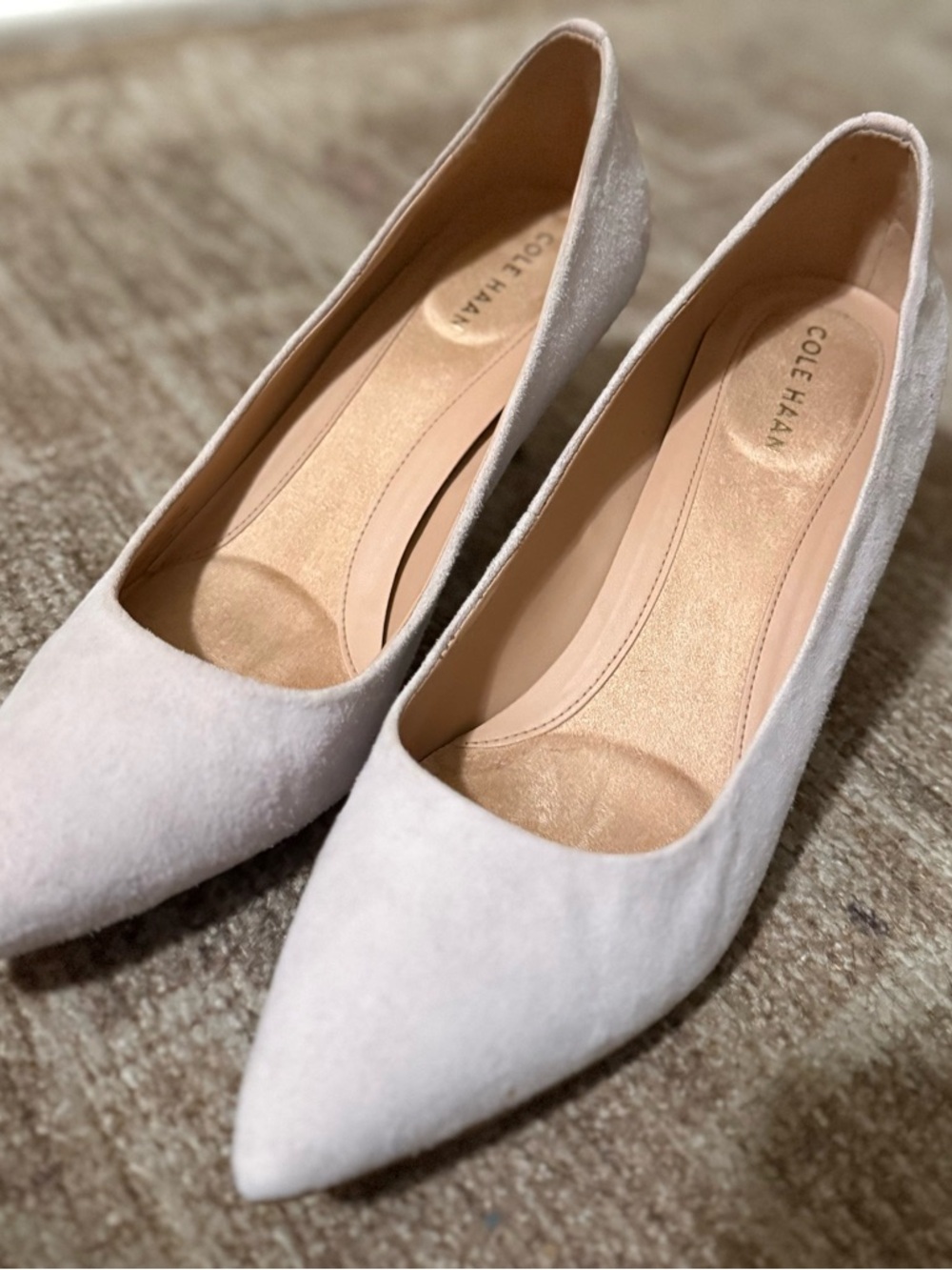 Cole Haan Light Gray Pointed Suede Pumps